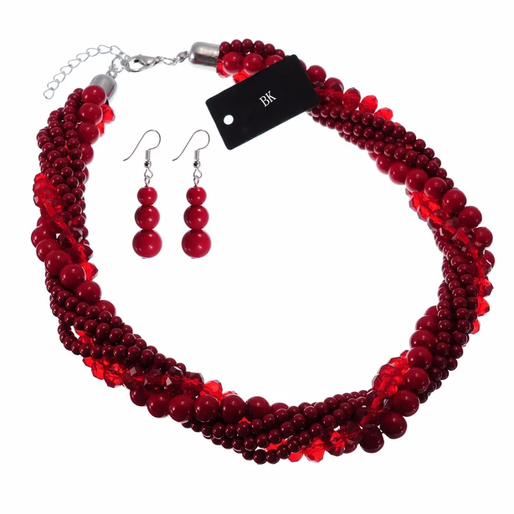 

BK Fashion Jewelry Chain Resin Crystal Choker Chunky Statement Pendant Bib Necklace