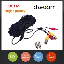 18.3 M CCTV Cable BNC + DC plug cable for CCTV Camera and DVRs black color coaxial Cable Freeshipping