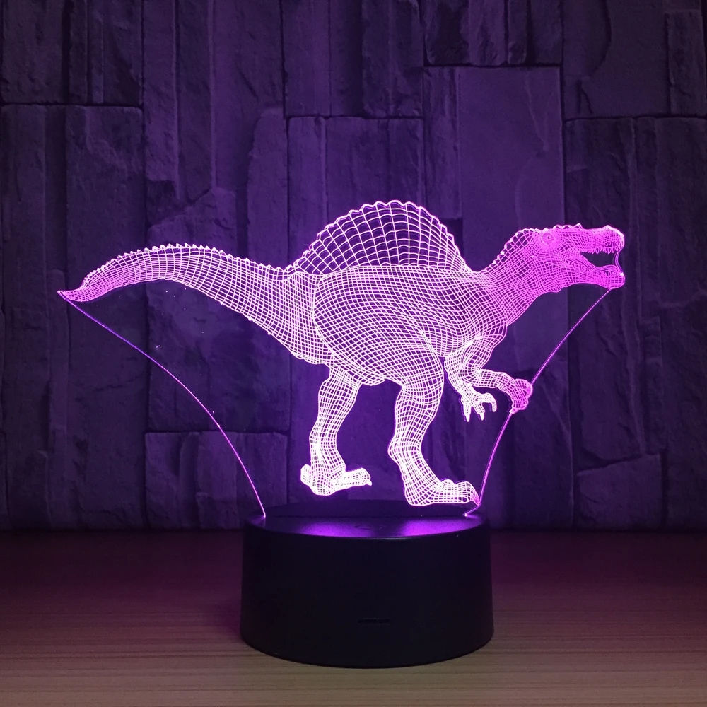 Светодиодный ночник 3D Динозавр юркского периода парк колючий Дракон спинозавр