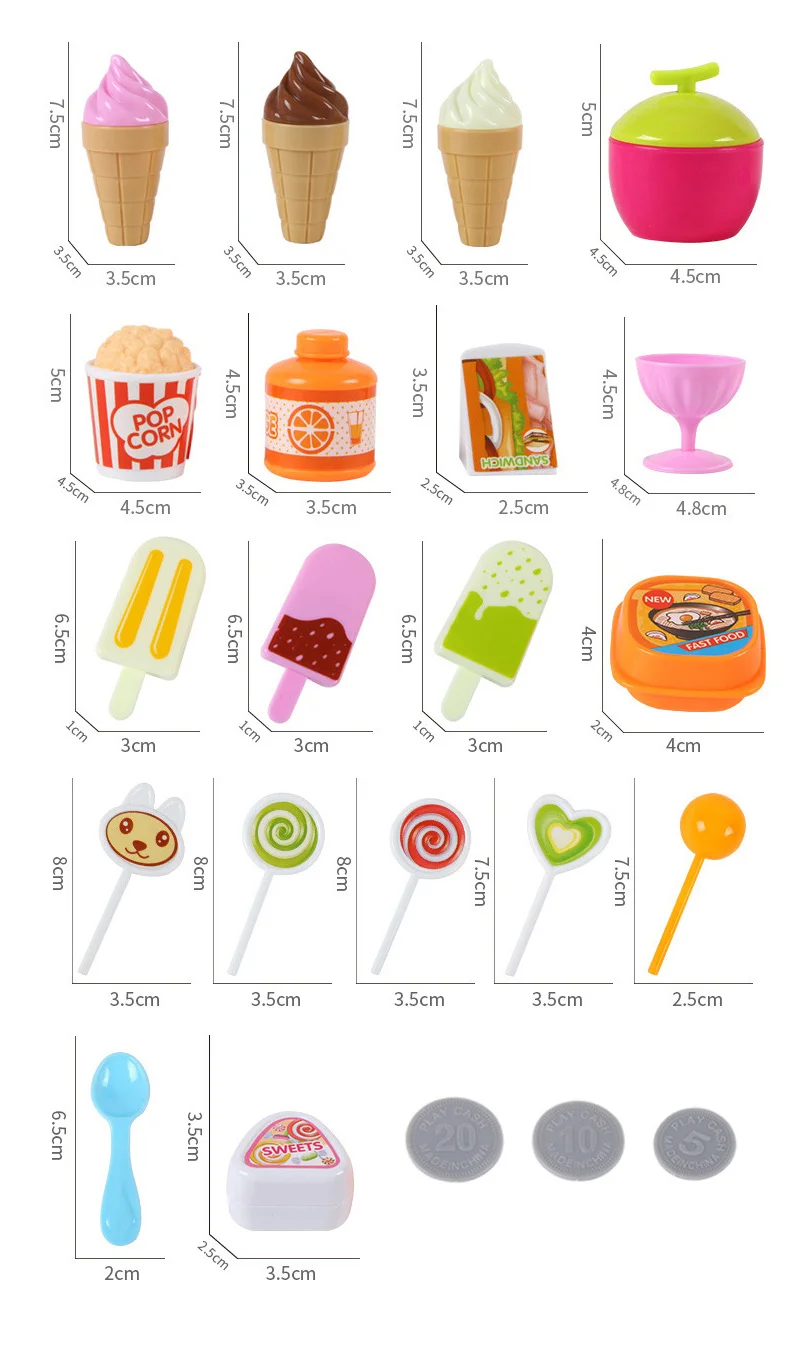 39 шт. симуляционные тележки для девочек, мини-тележка для конфет, магазин мороженого, супермаркет, барбекю, детские игрушки, играющие дома, детские игрушки