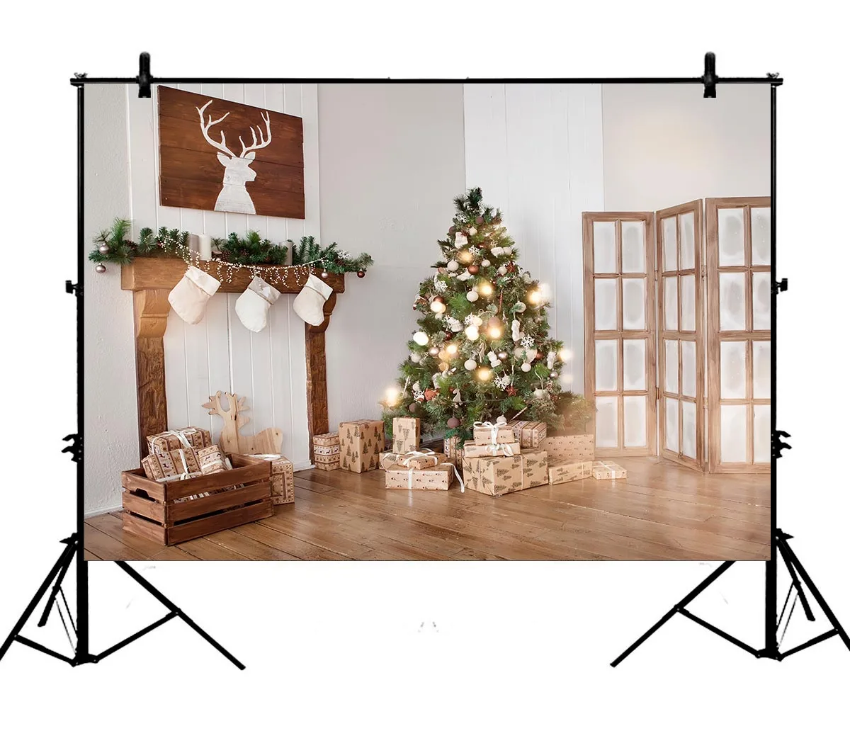 

5x7ft Living Room Christmas Xmas New Year Holiday Party Tree Polyester Photo Background Portrait Backdrop
