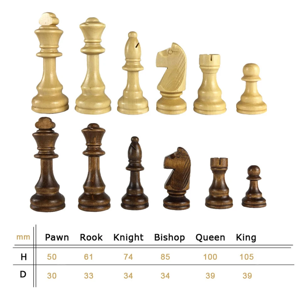 32 Pieces Wooden Chess King Height 54/65/80/92/105mm Chess Game Set Chessmen Competitions Set Kid Adult Gift IA14