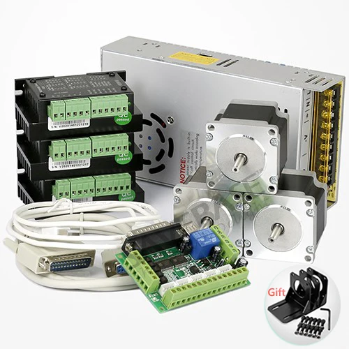 

SAVEBASE 3Axis CNC Router Kit M335 Motor Driver 0.5A-3.5A+Nema23 57BYGH56-401A Stepper Motor+5Axis Breakout Board+24V 15A PSU