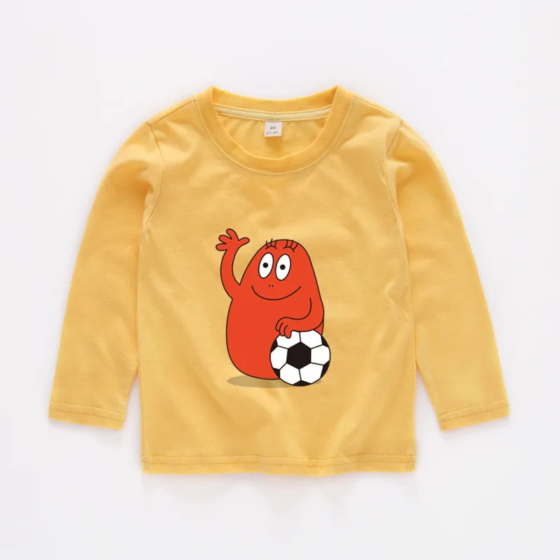 От 2 до 12 лет Детская Barbapapa для маленьких Топы для девочек Одежда для маленьких мальчиков детская одежда с длинными рукавами футболка b219