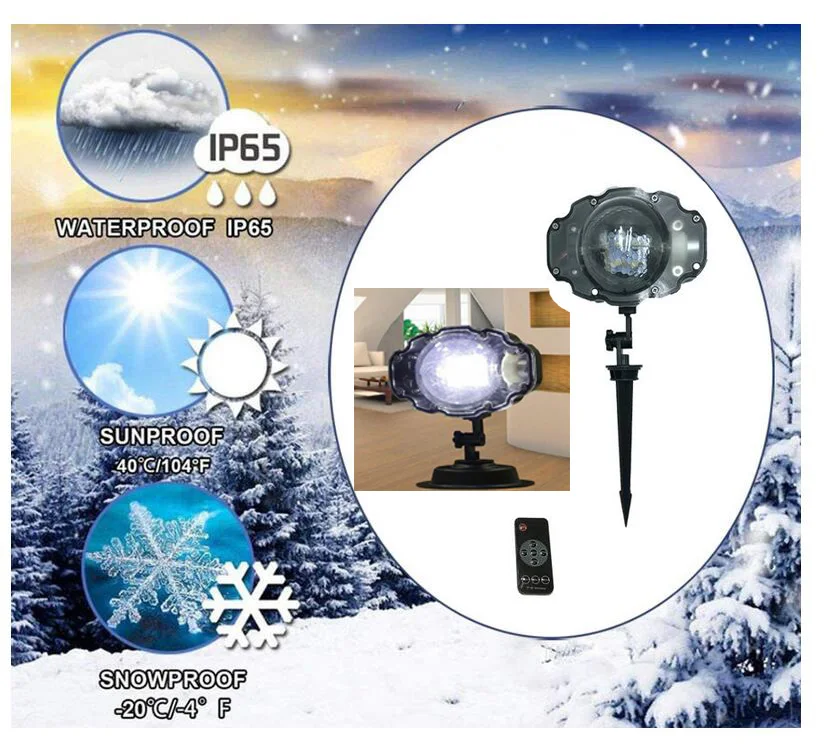 Mini Snowfall Projector IP65 Moving Snow Outdoor Garden Laser Projector Lamp Christmas Snowflake
