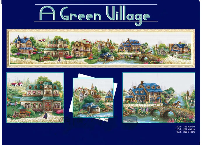 

Factory Shop Cross Stitch Kit Pretty European Town A Green Village Tree Flower Lake Bridge Free Shipping