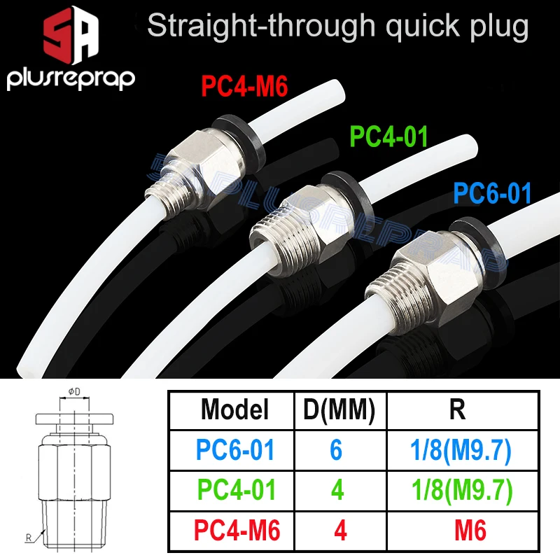 Pneumatic Connectors Bowden Extruder J-head Hotend for OD 4mm or 6mm PTFE Tube Quick Coupler j-head Fittings 3D Printer Parts