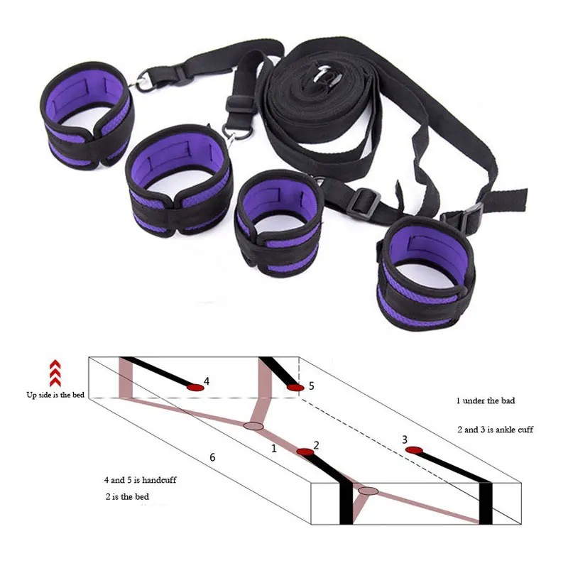 Bett BDSM Bondage Restraint System Sex für Paare Nylon Sex Handschellen Frauen Handgelenke   Fußfesseln Sexy Dessous Set Kaufen