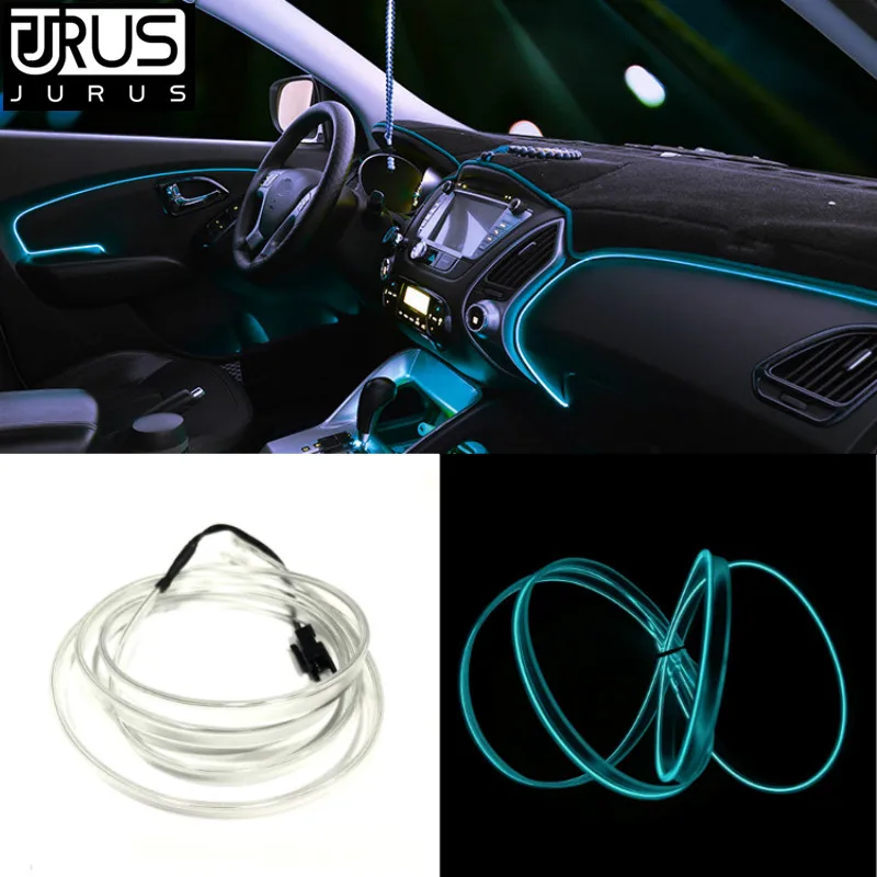 

JURUS Car-Styling 1Meter Led Car Interior Light Atmosphere Lamp Night Ambient El Wire Cold Line Decorative Dashboard New Arrival