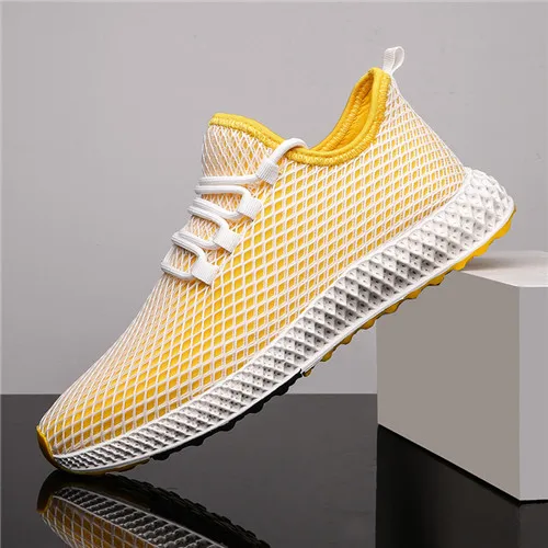 Yellow 2 Oeak/Мужская Вулканизированная обувь; сезон осень; коллекция года; кроссовки; дышащая повседневная обувь; сетчатая обувь на плоской подошве; Уличная обувь; Zapatos de Mujer; Прямая поставка - Цвет: Yellow 2