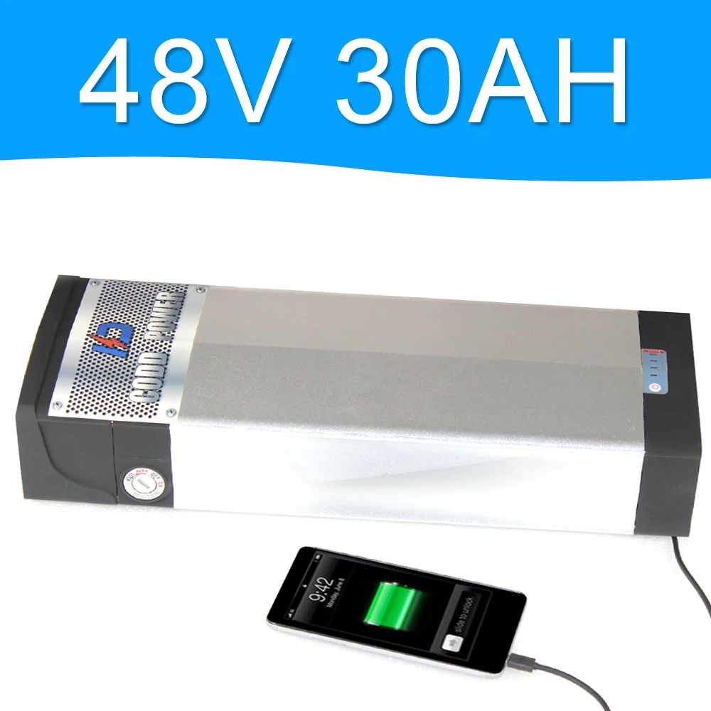 48V 2000W Lithium Battery 48V 30AH with 5V USB Port Aluminum alloy Rear rack Battery Pack 48V Electric bicycle 48v 8fun battery 48V 2000W Lithium Battery 48V 30AH with 5V USB Port Aluminum alloy Rear rack Battery Pack 48V Electric bicycle 48v 8fun battery