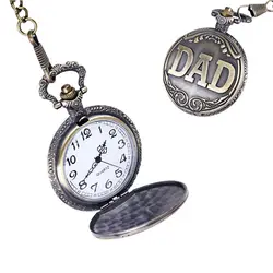 Ретро папа письма карманные часы Бронзовый кулон Часы с 42 см цепочкой подарок для отца pappy lxh