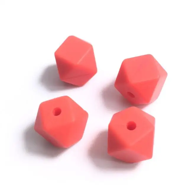 100pc Hexagon Silicone Beads Teething Baby Chewing Bead Teeth Necklace Bead Diy Chewable Silicone Mini Geometric bead 