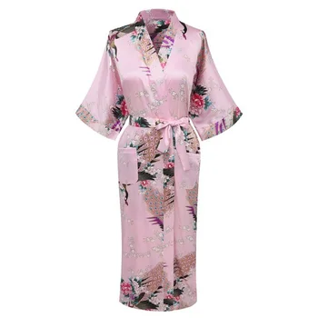 

New Arrival Navy Blue Women Rayon Kimono Yukata Gown Bridesmaid Wedding Robe Nightgown Sleepwear Flower S M L XL XXL XXXL ZS09