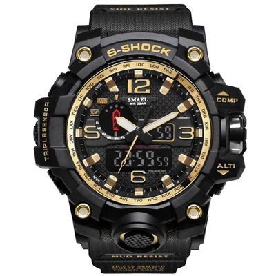 Топ G Стиль Водонепроницаемый Будильник для мужчин s часы бренд класса люкс S-SHOCK цифровой светодиодный спортивные часы для мужчин наручные часы Relogio Masculino - Цвет: Золотой