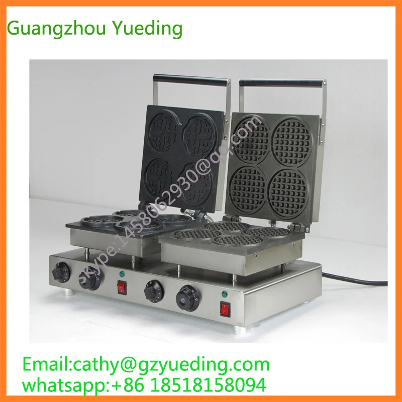 

cute and round waffle making machine/double waffle maker with smile face and round waffle