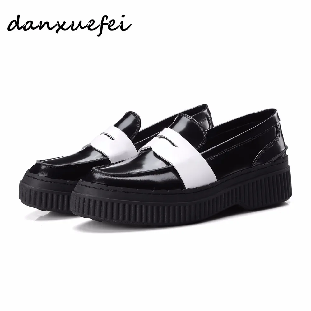 

Women's genuine leather mix color slip-on flats loafers brand designer platform leisure espadrilles brogues shoes moccasins sale
