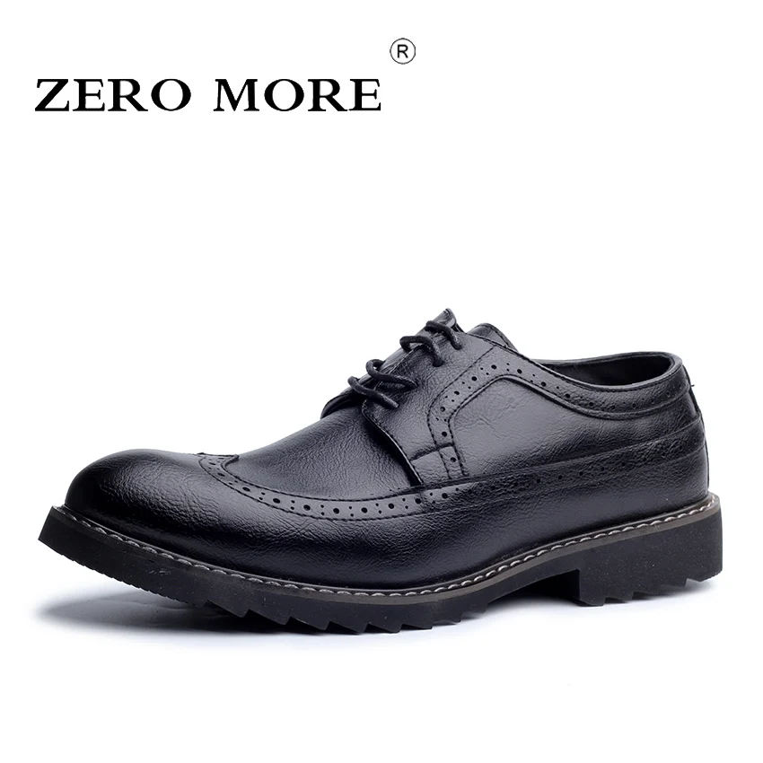 

ZERO MORE Mens Shoes Formal Fashion Office Brogues Dress Classic Italian British Brown Shoes Men 2019 Lace Up Male Shoes Casual