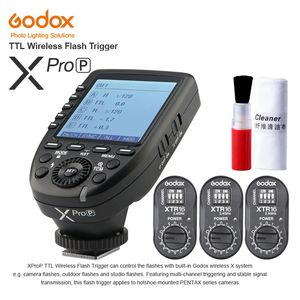 Godox ttl 2,4G Беспроводная система X HSS Беспроводной Беспроводная вспышка триггера Xpro-P XTR-16 импульсного иои непрерывного света для Pentax K-1 645Z K70 K50 KP K-S2 - Цвет: 1x Xpro-P 3x XTR-16