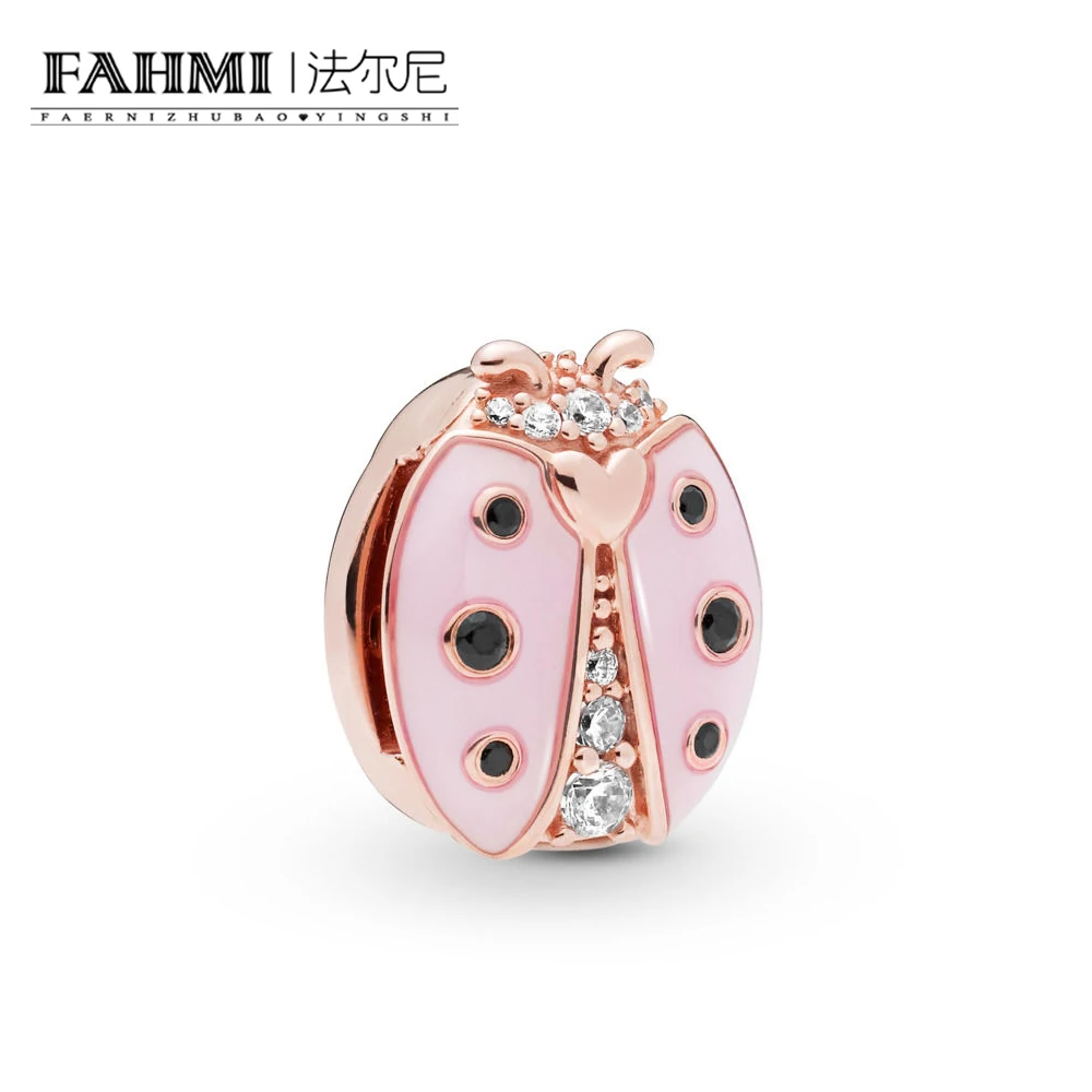 

FAHMI 100% 925 Sterling Silver New 2019 Spring 787970EN160 Rose Reflexions Pink Ladybird Clip Charm DIY Bracelet Jewelry