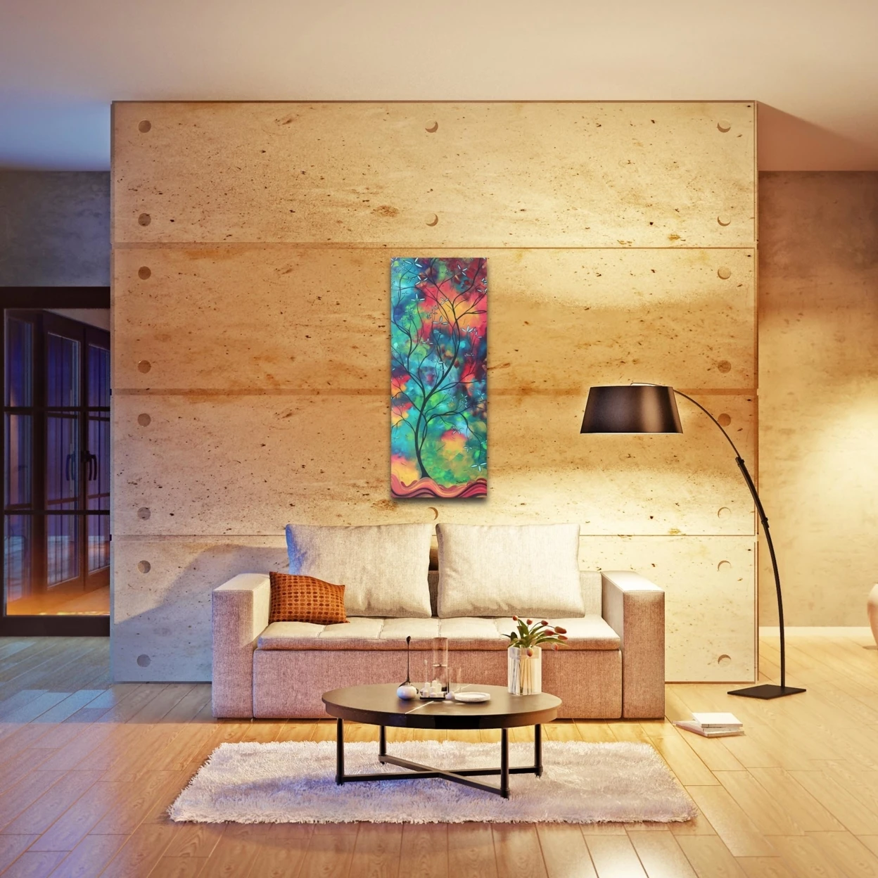 Landscape Painting 'Colored Inspiration' - Abstract Tree Art on Metal (1)