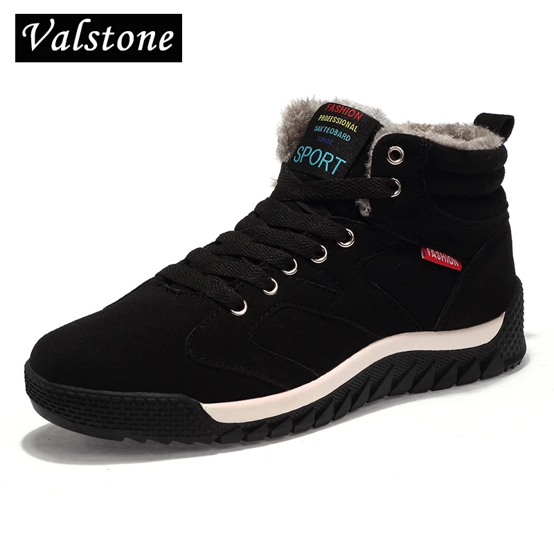

Valstone Men's Casual winter shoes warm keeping sneakers fur lining outdoor shoes high-top snow boots plus size 2 lace-up colors