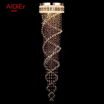 

Contemporary crystal lights the new listing floor villa living room chandelier circular spiral staircase lamp long hall lights