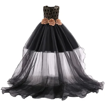 

Elegant Princess Trailing Dress Girls Evening Party Dress Summer Flower Kids Dresses For Girls Wedding Vestidos Children Clothes