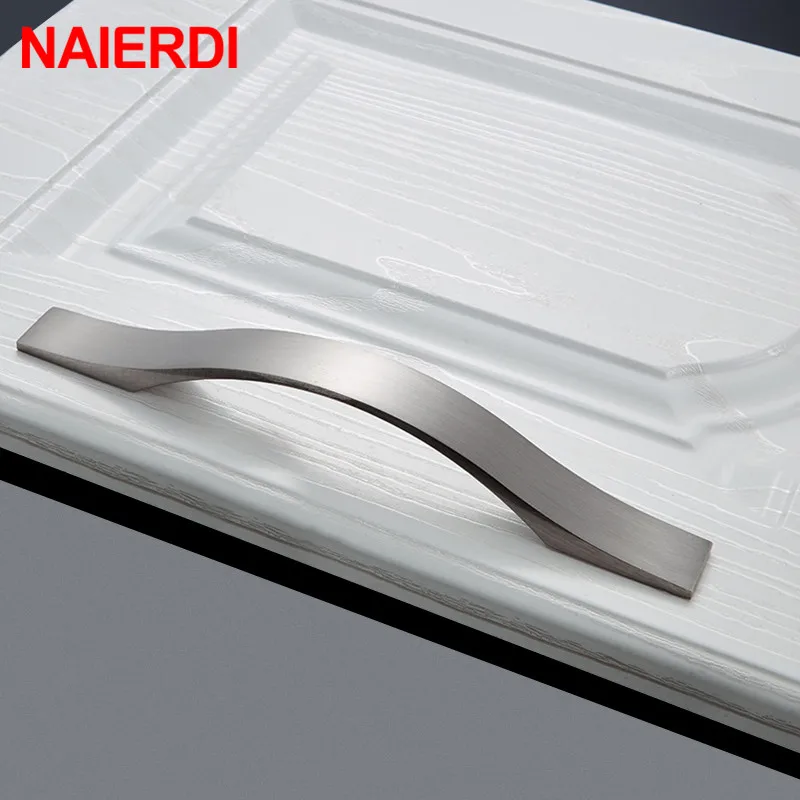NAIERDI Cabinet Handles Drawer Knobs Aluminum Alloy Wardrobe Door Handles Brushed Pulls Simple Modern Style Furniture Handle furniture handles