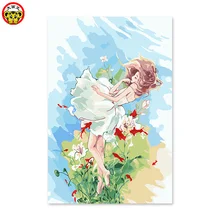 Картина по номерам художественная краска по номерам группа маленьких золотых рыбок Красный мультфильм девушка не злой картины по номерам изображения рыб