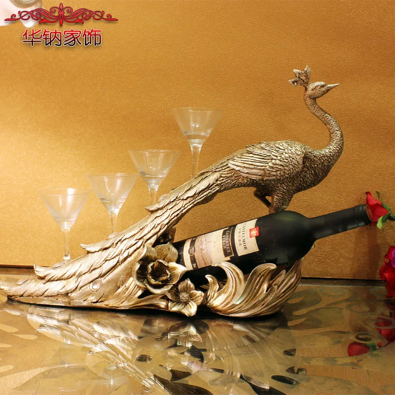 Hot Sale Home Decoration Accessories Peacock Wine Rack Wedding Gifts
