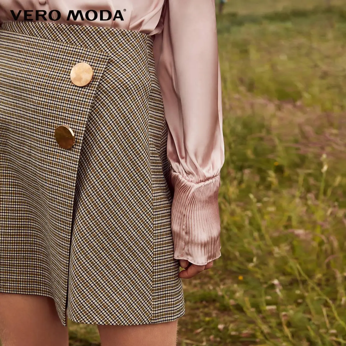 Vero Moda осень креативный пошив металлические пуговицы Хаундстут юбка | 318316517