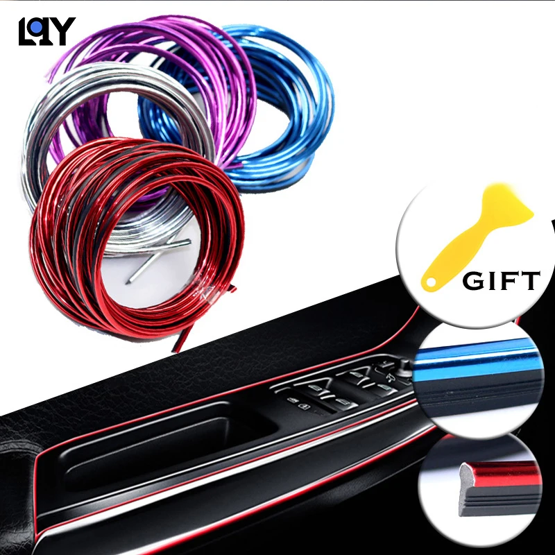 

LQY 5M car sticker interior decoration strip dashboard door edge universal carbon fiber Free shipping