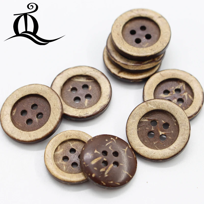 

Thick edge 50pcs 10mm-25mm 2-Holes DIY round Coconut shell Buttons Wood Button for Clothing scrapbooking sewing accessories