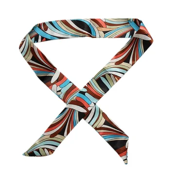 

New 34 Styles Printed Silk Scarf Women Small Bag Ribbon Fashion Female Hair Ribbons 2018 Fashion Handbag Scarves Y7
