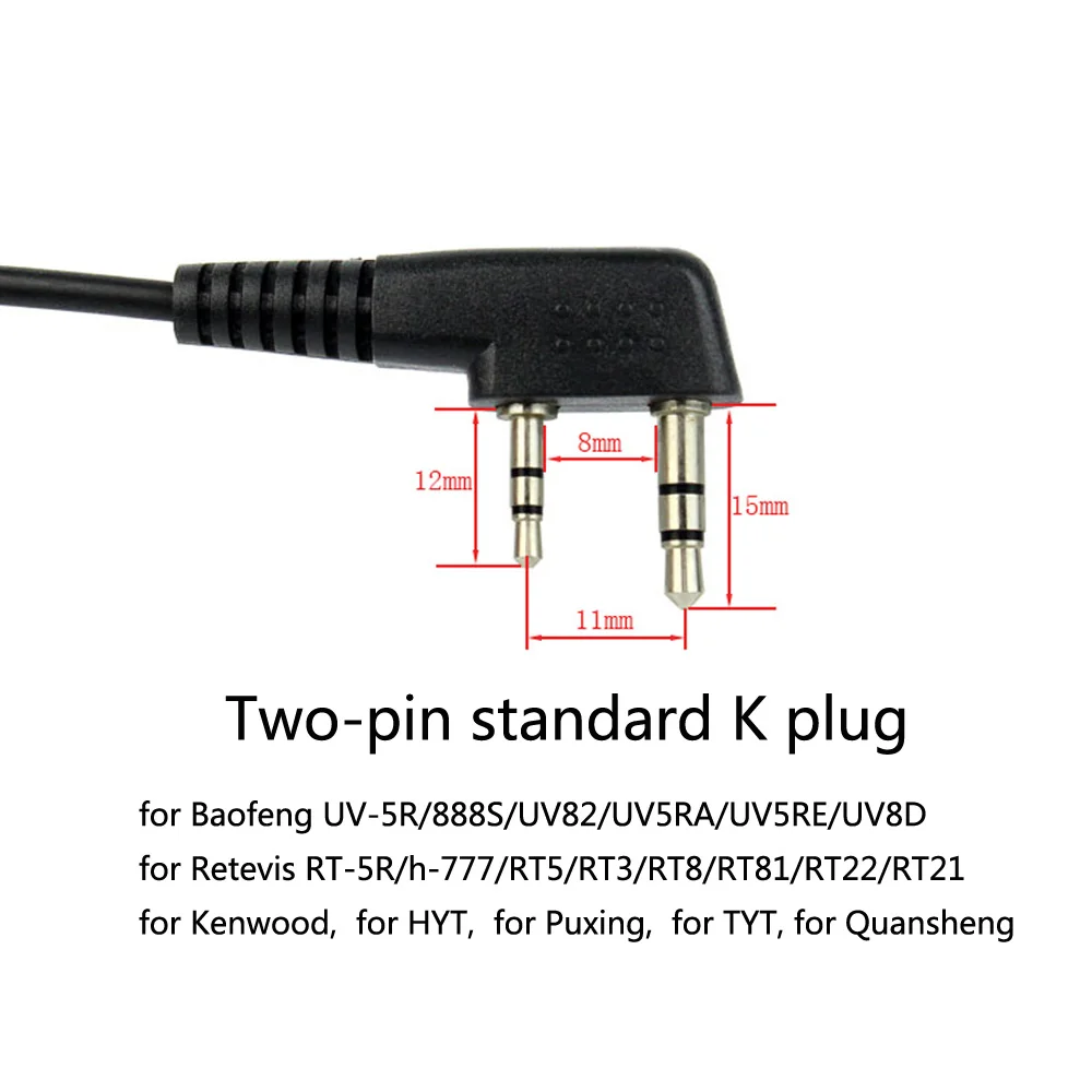 2pcs Flexible Throat Mic Headset Walkie Talkie PTT Earpiece For Kenwood Baofeng UV-5R UV-82 Retevis H777 RT-5R RT22 RT3 RT81 RT7