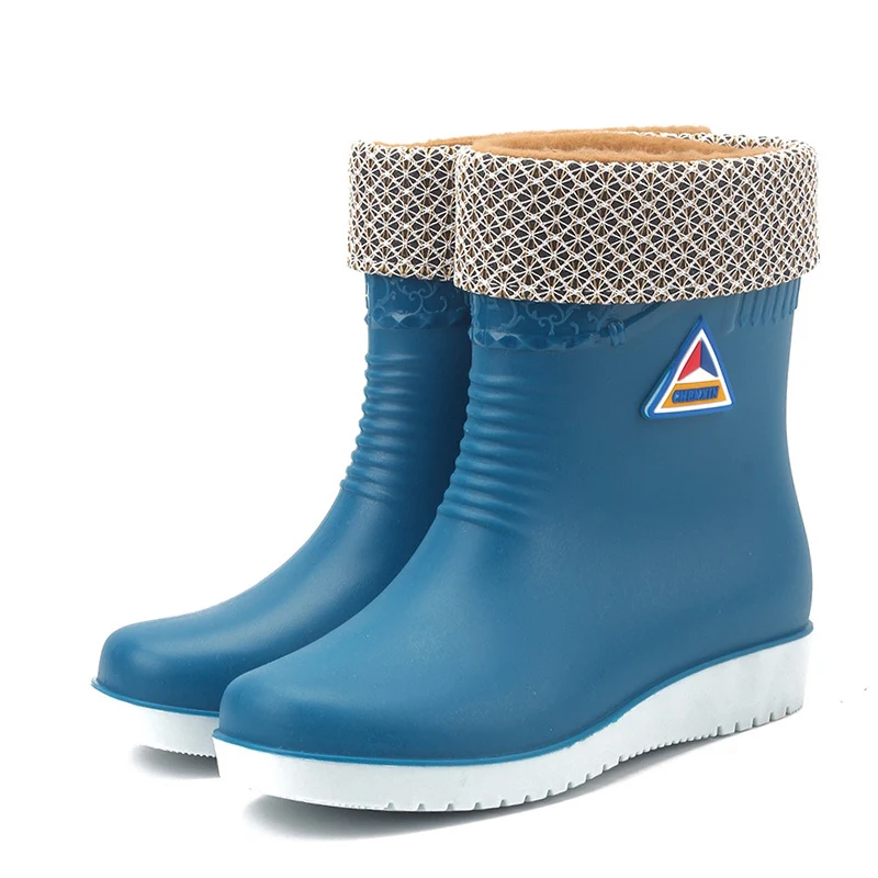 E TOY WORD Women Rubber Boots water boots Middle Tube rain boots women Non-slip Waterproof Lady Shoes Outdoor women winter shoes