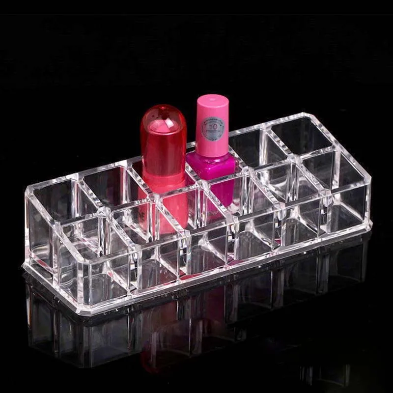 

New Arrival 12 Grids Transparent Lipstick Holder Clear Acrylic Display Stand Sundry Storage Box Cosmetic Makeup Organizer