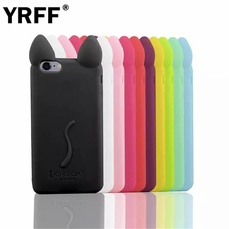

Cartoon 3D mouse Ear koko Cat Silicon phone Back Cover Case for apple iphone 4 4s 5 5s 6 6s 7 8 plus phone screen protector film