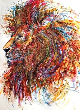 

modern painting a male lion on oil canvas for home decor and wallpaper