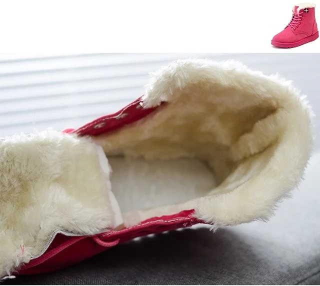 Classic Women Winter Boots Suede Ankle Snow Boots Female Warm Fur Plush Insole High Quality Botas Mujer Lace-Up -