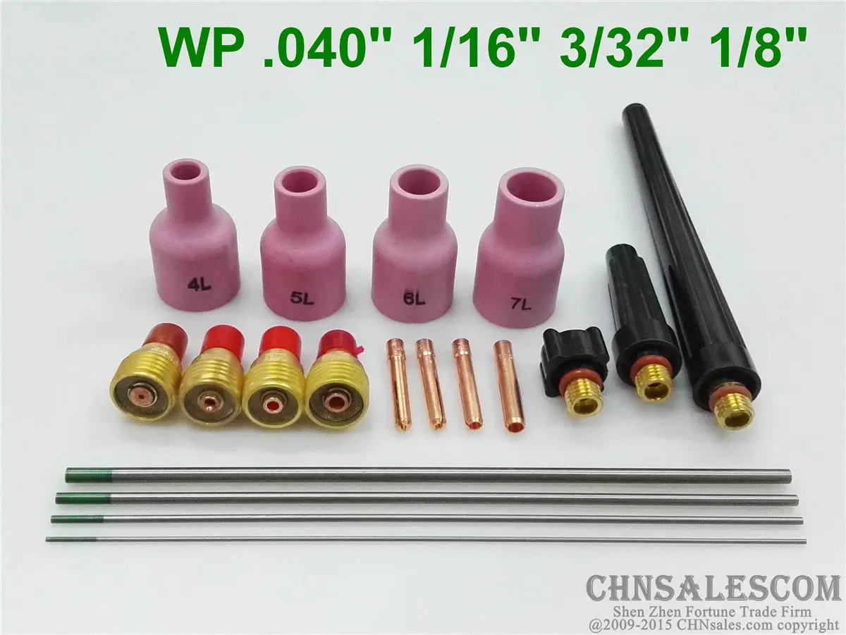 Chnsalescom 19 шт. TIG Сварочная горелка газа линзы комплект деталей для WP-9 WP-20 WP-25 WP Вольфрам