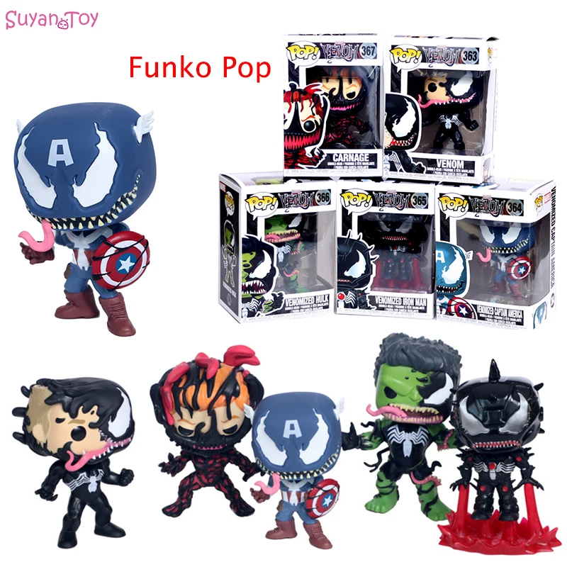Мстители экшн Funko Pop Venom Капитан Америка фигурка железного человека Халк Carnage