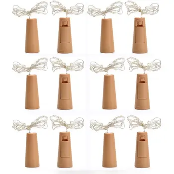 

12x 2M Cork Shaped LED String Light 20-LEDs Battery Powered Bottle Copper Wire Strip Light For Festive Wedding Party Decoration