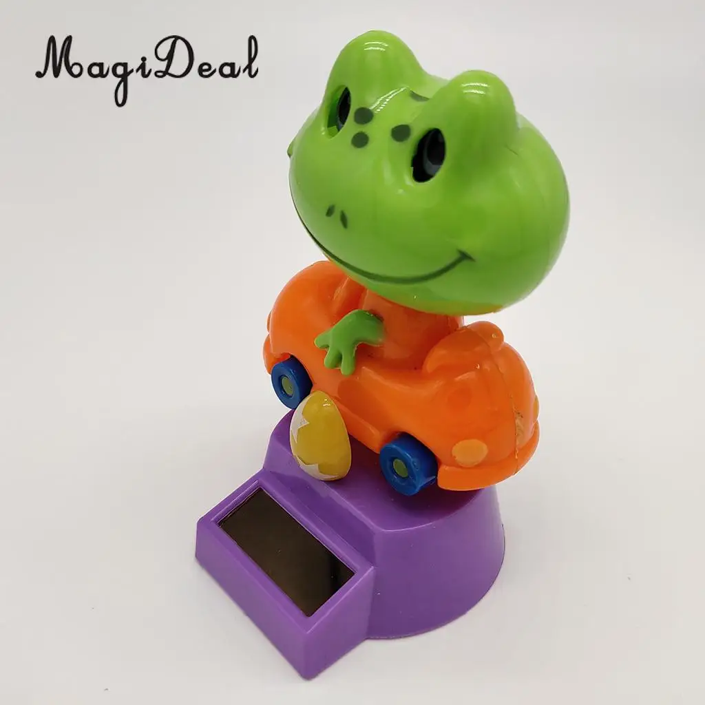 Cartoon Solar Powered Frog Driver Animal Figurine - Dancing Swing Model Kids Educational Toy Car Desk & Festival Decor