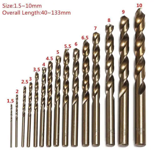 1-5mm Akozon M35 Cobalt Drill Bit Set HSS-CO Drills Set for Drilling on Stainless Steel 5mm 