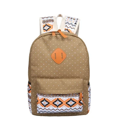 3 шт. осенне-зимний женский набор рюкзаков холщовая печать школьная сумка для подростков девочек школьные сумки рюкзаки mochila feminin - Цвет: khaki