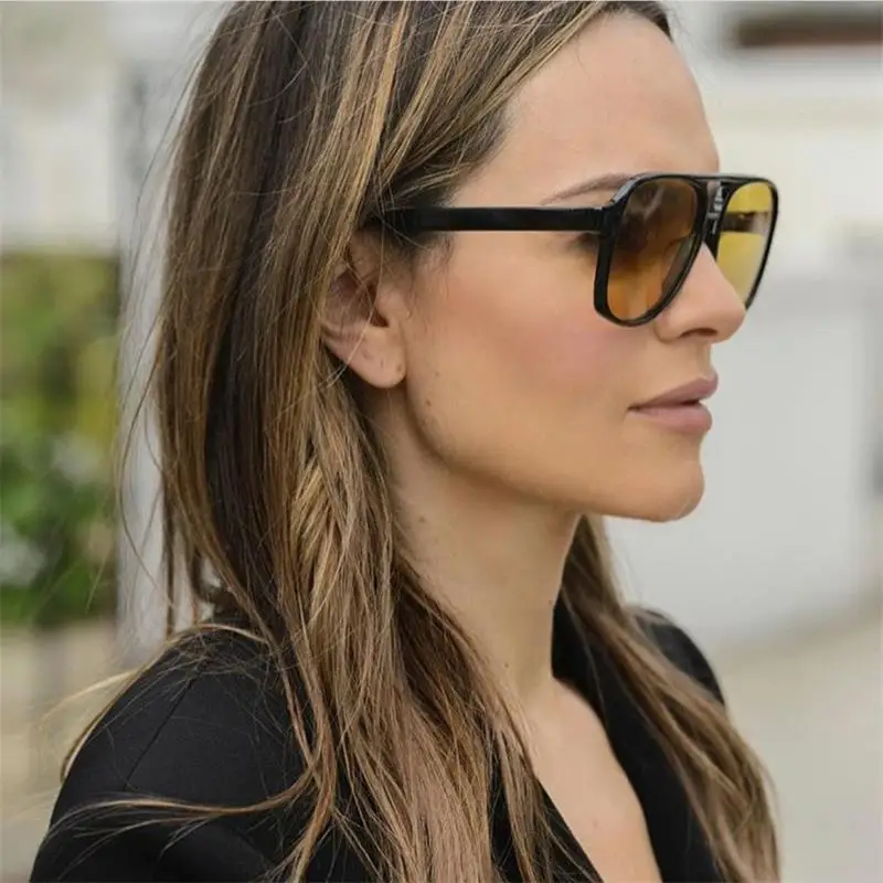 

Fashion Woman 2018 Luxury Brand Retro Driver Glasses Plastic Pilot Sunglasses Men Yellow LensStreet Style Lunette De Soleil