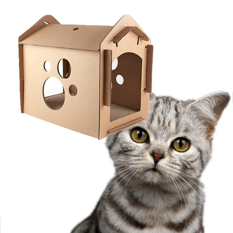 Diy Small Cat Litter Box Bedroom Recyclable Cardboard Cat Scratch Board Carton Box Supplies D1