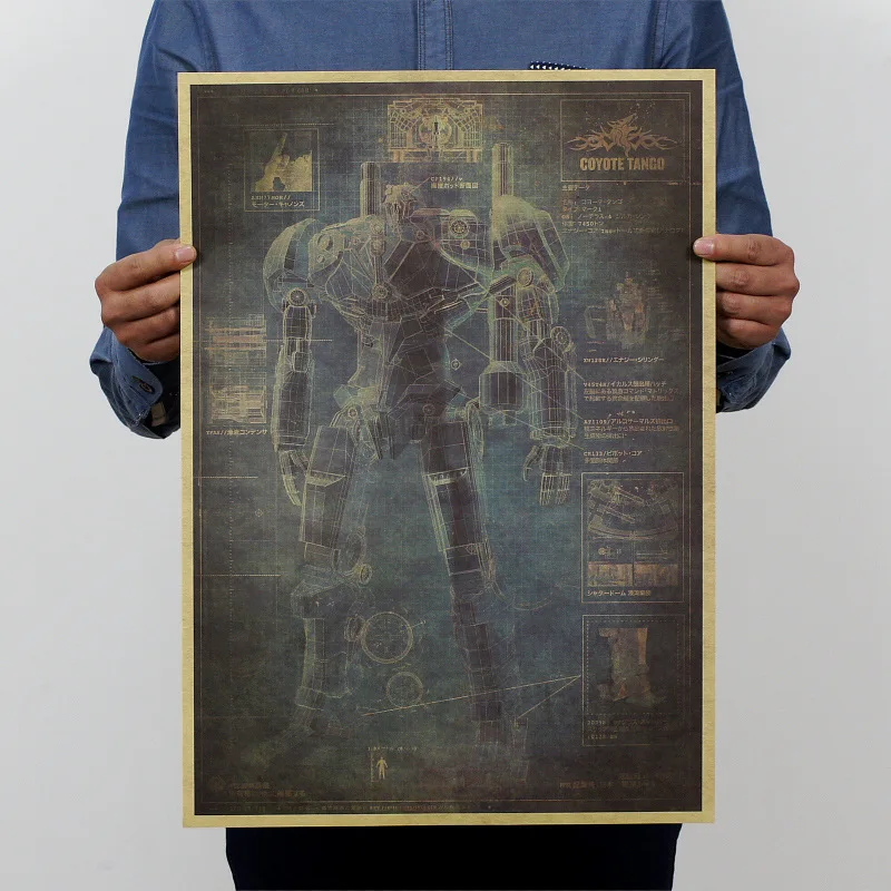 

Pacific Rim Coyote Tango Mech Warrior Robot design drawings pating bar pub home wall decor retro art Poster 51*35.5cm